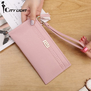 High Capacity Fashion Women Wallets Long PU Leather Wallet Female Zipper Clutch Ladies Wristlet Ultra thin Mobile phone bag