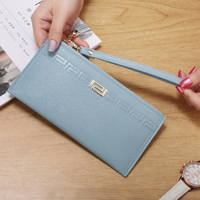 High Capacity Fashion Women Wallets Long PU Leather Wallet Female Zipper Clutch Ladies Wristlet Ultra thin Mobile phone bag