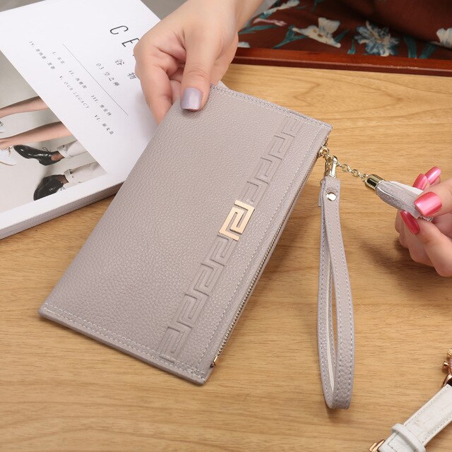 High Capacity Fashion Women Wallets Long PU Leather Wallet Female Zipper Clutch Ladies Wristlet Ultra thin Mobile phone bag