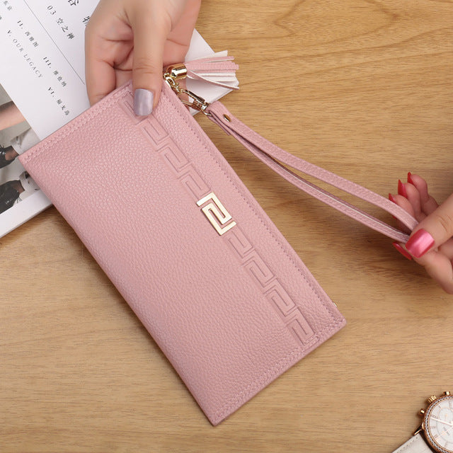 High Capacity Fashion Women Wallets Long PU Leather Wallet Female Zipper Clutch Ladies Wristlet Ultra thin Mobile phone bag