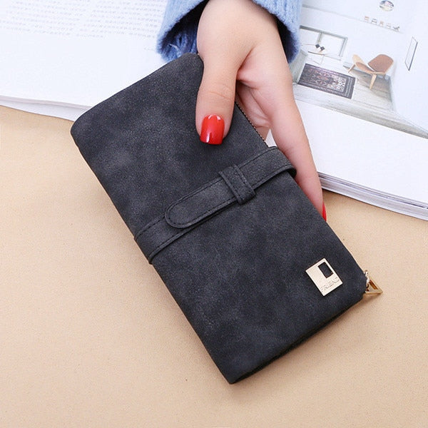 women's wallet Long billetera mujer feminina frosted Leather purse Female Coin Purse Wallet Women Card Holder Wristlet Money Bag