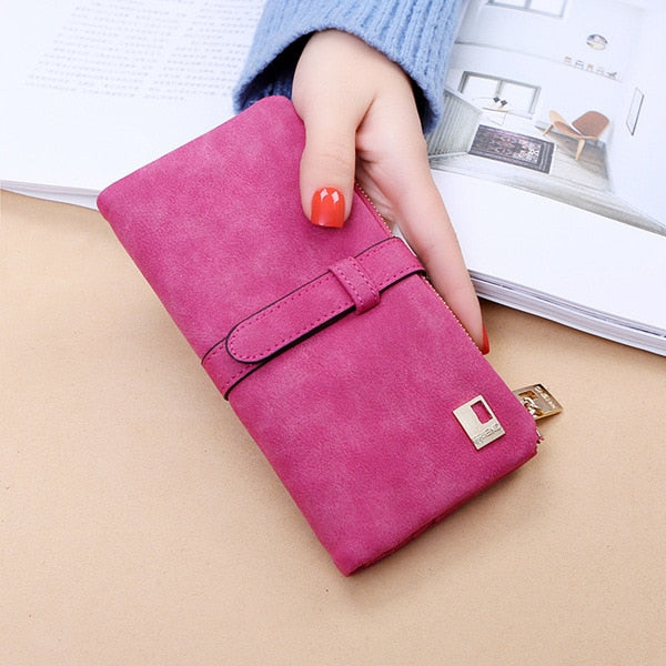 women's wallet Long billetera mujer feminina frosted Leather purse Female Coin Purse Wallet Women Card Holder Wristlet Money Bag