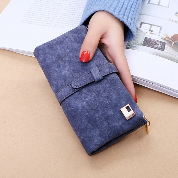 women's wallet Long billetera mujer feminina frosted Leather purse Female Coin Purse Wallet Women Card Holder Wristlet Money Bag